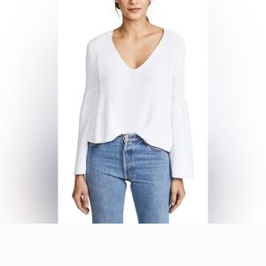 Free People "Damsel" White Knit Sweater Bell Sleeves Size Small